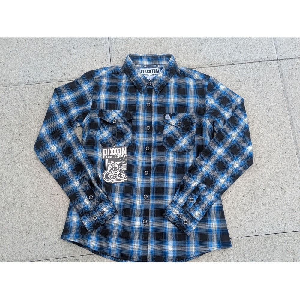 Dixxon Shirt Mens Medium Blue Plaid Flannel West Coast Customs Limited Edition